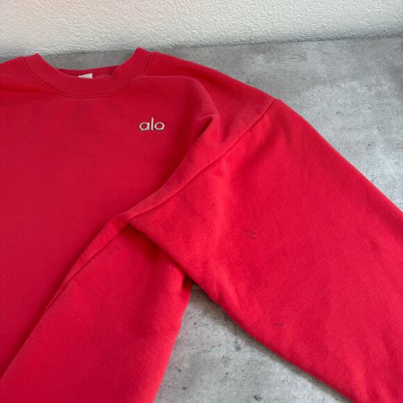 Alo Yoga Accolade cotton blend terry sweatshirt pink summer crush size small - Picture 5 of 8